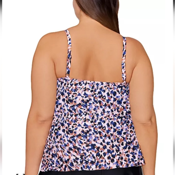 ISLAND ESCAPE TANKINI TOP SIZE 20W PINK PURPLE BLACK CHEETAH PRINT NRE WITH TAG - Picture 3 of 9